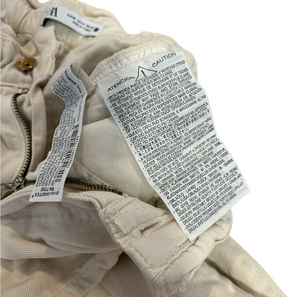 Zara Cream Coloured Paper Bag Waist Jeans - Picture 4 of 5